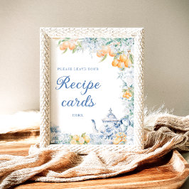 Blåa Blommigtar och citattecken Lämnar ditt recept Poster