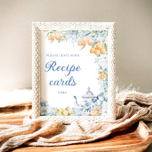 Blåa Blommigtar och citattecken Lämnar ditt recept Poster
