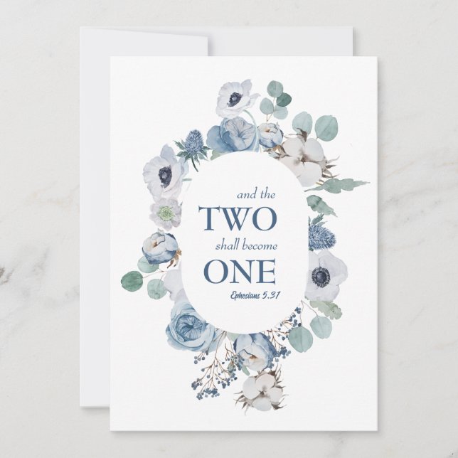 Blåa blommor 2 blir en bröllopsinbjudan inbjudningar (Framsida)