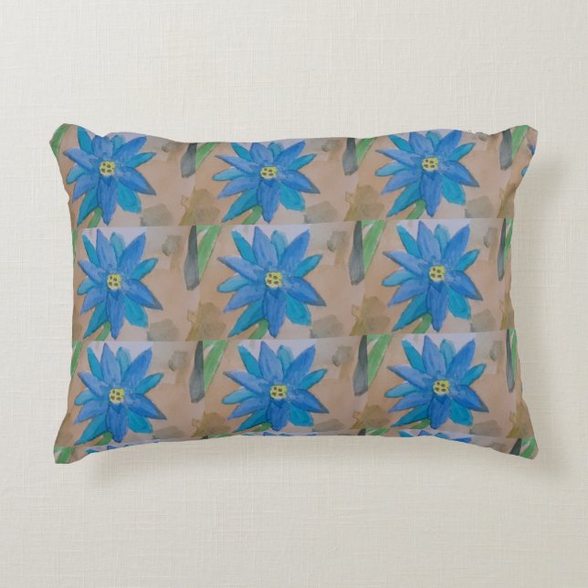 Blåa blommor accentdyna prydnadskudde (Framsidan)