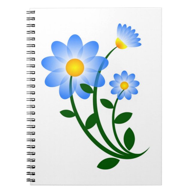 Blåa blommor anteckningsbok med spiral (Framsidan)