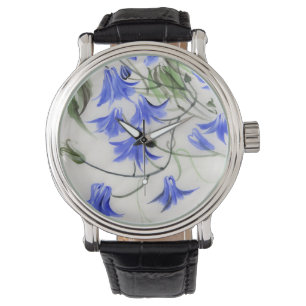 Blåa blommor armbandsur