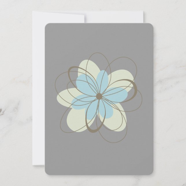 Blåa blommor Baby Shower Inbjudningar (Framsida)