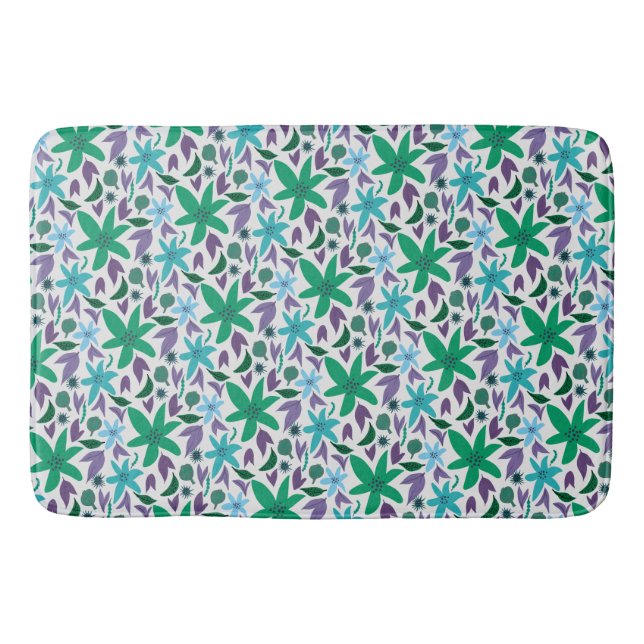 Blåa blommor badrumsmatta (Framsidan)