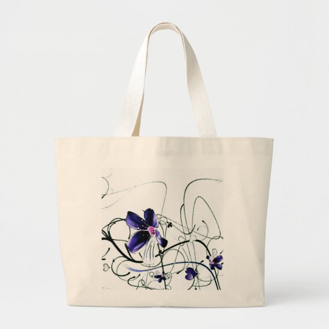 Blåa blommor Bag Jumbo Tygkasse (Framsidan)