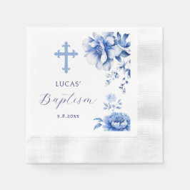 Blåa blommor Baptism Pappersservett