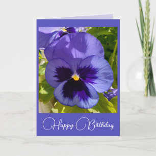 Blåa blommor Blommigt Pansy Photo Birthday Card Kort
