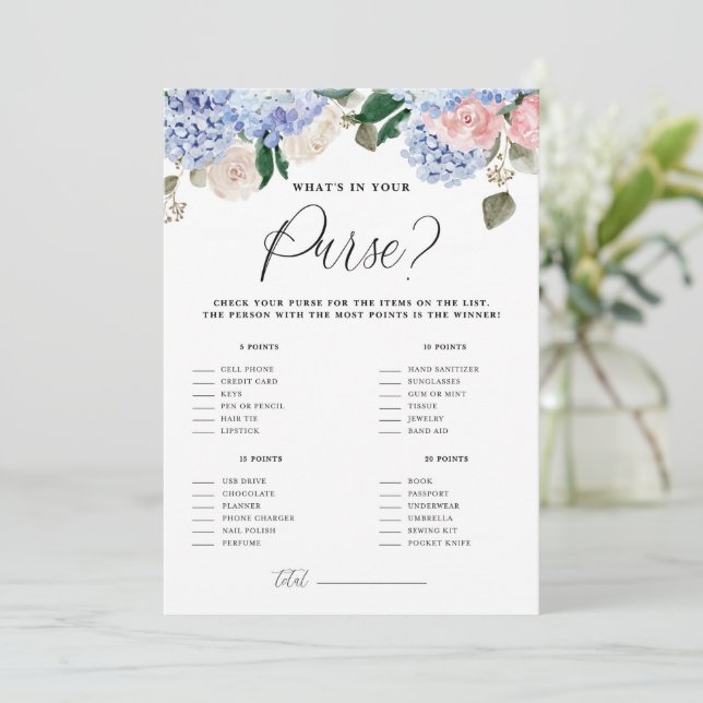Blåa blommor Blommigt - vad finns i ditt Purse Gam Inbjudningar (Stående Fram)