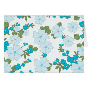 Blåa blommor, Blommönster, Mönster om blommor Hälsningskort