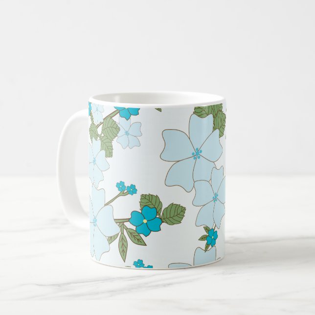 Blåa blommor, Blommönster, Mönster om blommor Kaffemugg (Framsida vänster)