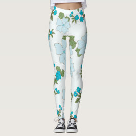 Blåa blommor, Blommönster, Mönster om blommor Leggings