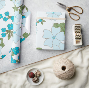 Blåa blommor, Blommönster, Mönster om blommor Presentpapper