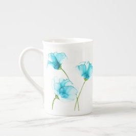 Blåa blommor Bone China Mugg Benporslin Mugg