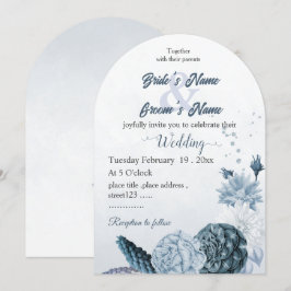 blåa blommor botaniska bröllop inbjudningar