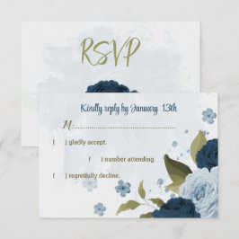 blåa blommor botaniska bröllop OSA kort