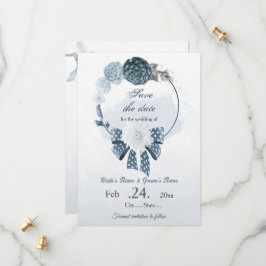 blåa blommor botaniska bröllop spara datumet