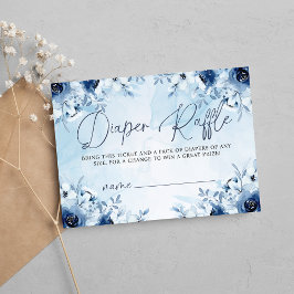 Blåa blommor Boy Baby Shower Diaper Raffle Tilläggskort