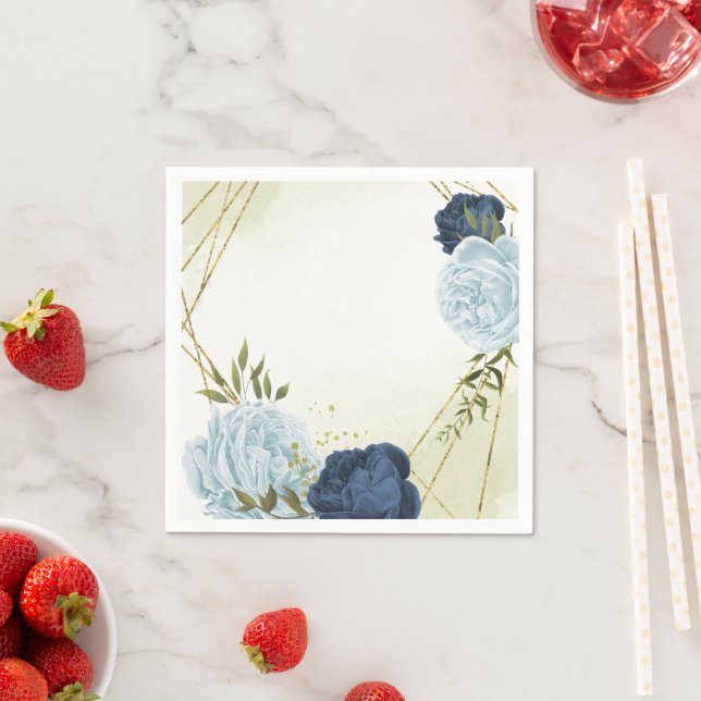 blåa blommor bröllop pappersservett (Insitu)