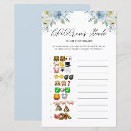 Blåa blommor Childrens Bok Emoji Baby Shower Game
