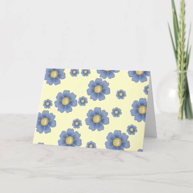Blåa blommor D5 grundläggande tomt gratulationskor Kort (Framsida)