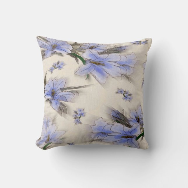 Blåa blommor Deco American Mojo Pillow Kudde (Framsida)