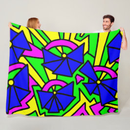 Blåa blommor Doodle Art Fleecefilt