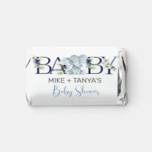 Blåa blommor & elefant mini hershey-påfyllare.