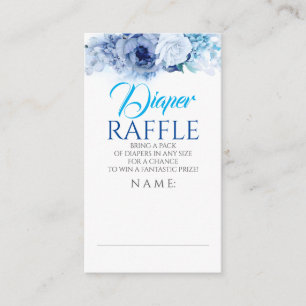 Blåa blommor Elegant Diaper Raffle Biljett Tilläggskort