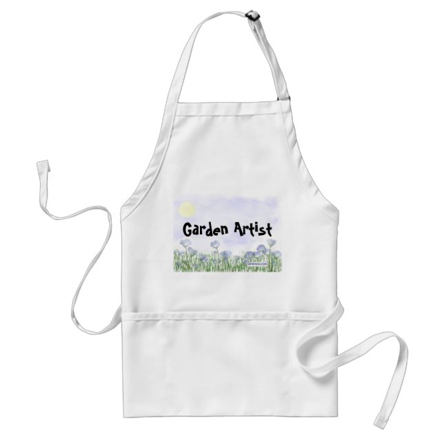 Blåa blommor Fält Garden Apron (Personalize) Förkläde (Framsidan)