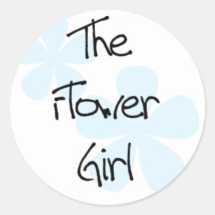 Blåa blommor Flower Girl Runt Klistermärke