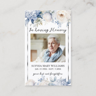 Blåa blommor Funeral Memorial Prayer Photo Card Visitkort
