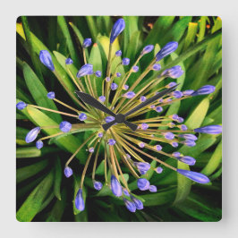 Blåa blommor fyrkantig klocka