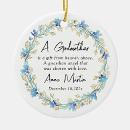 Blåa blommor Godmor Christening Baptism Julgransprydnad Keramik