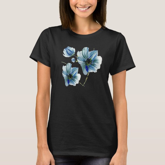 Blåa blommor-grafik t shirt (Framsida)