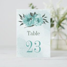 blåa blommor greenery botaniskt bordsnummer