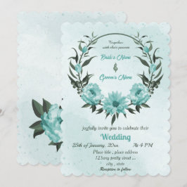 blåa blommor greenery bröllop inbjudningar