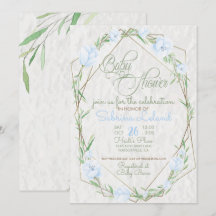 Blåa blommor Greenery Terrarium Baby Shower