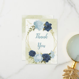 blåa blommor grönt löv bröllop tack kort