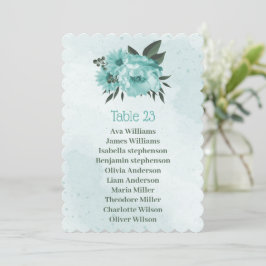 blåa blommor grönt sittplatskort inbjudningar