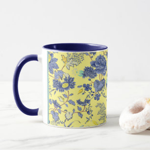 Blåa blommor Gult Mugg