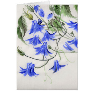 Blåa blommor hälsningskort