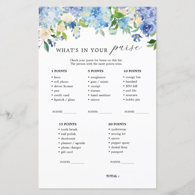 Blåa blommor Hydrangea What's in your Purse (Framsida)