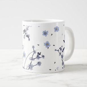 Blåa blommor jumbo mugg