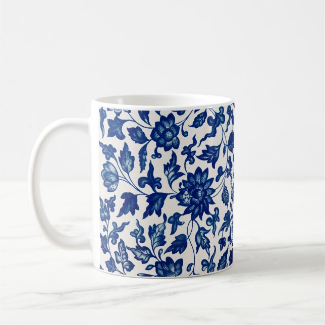 Blåa blommor kaffemugg (Vänster)