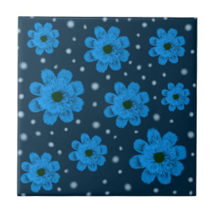 Blåa blommor kakelplatta