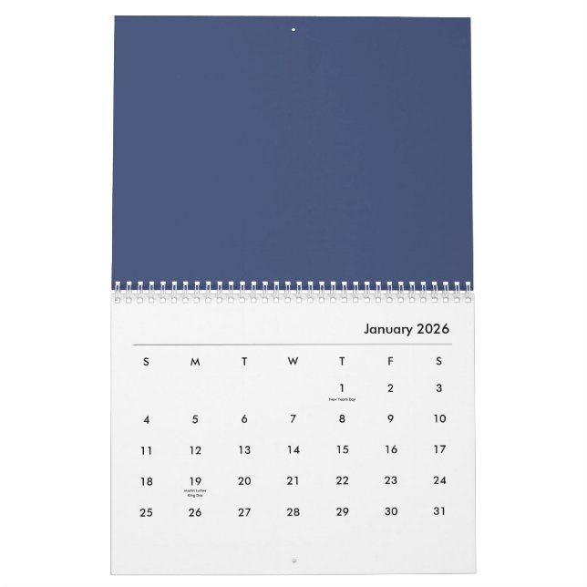 Blåa blommor kalender (Jan 2026)