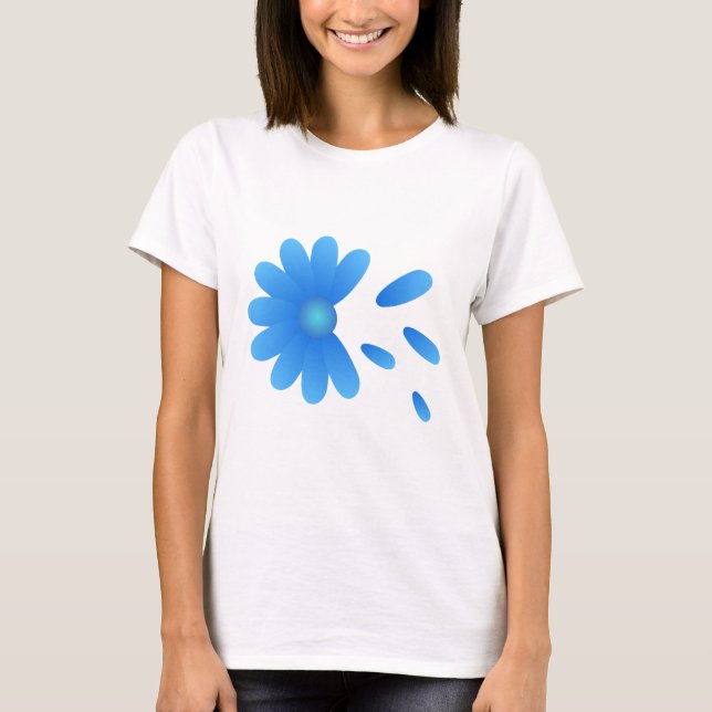 BLÅA BLOMMOR-KOMFORMERBARA TESTER T SHIRT (Framsida)