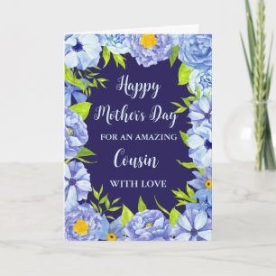 Blåa blommor kusin Lycklig Mors dag Kort