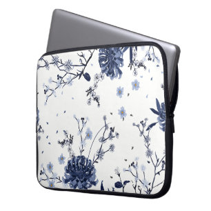 Blåa blommor laptop fodral