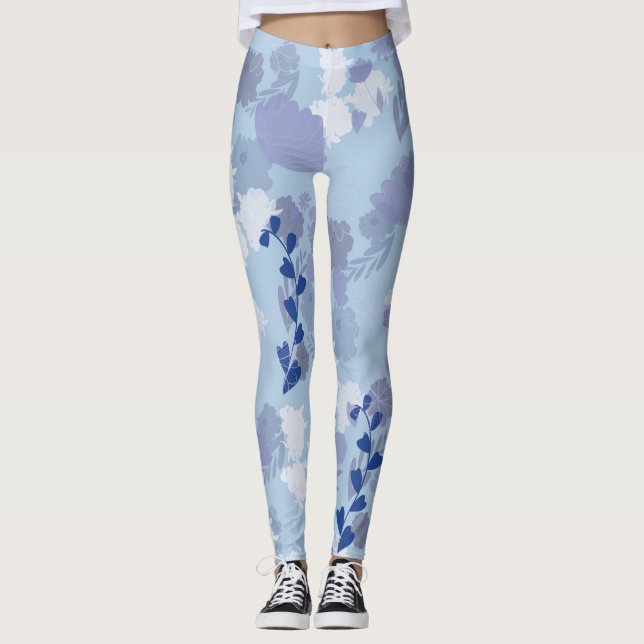 Blåa blommor leggings (Framsida)